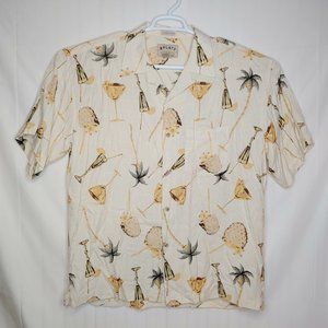 SPLATT Fine ResortWear Mens XL Rayon Yellow Cocktail Hawaiian Shirt